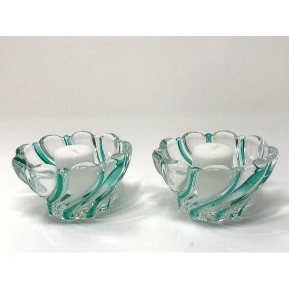 Swirl Glass  Candle Holders Christmas Holiday  Décor - Picture 9 of 10